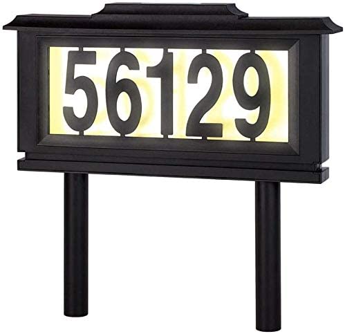 Photo 1 of Meridian Point Solar 1-Line Address Plaque Frame - Solar Powered Lighted Address Number Sign for House - Customizable LED Light up House Numbers for Yard - Mailbox Address Sign With Auto On at Night Off During Daytime - Wall Mount or Ground Stake