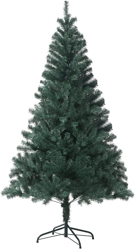Photo 1 of CCINEE 6ft Artificial Christmas Tree, 700 Branch Tips Green Hinged Spruce with Metal Stands, Easy Assembly, for Xmas Holidy Home Party Decoration