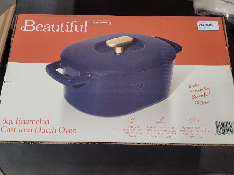 Photo 2 of Beautiful 6qt Enamel Dutch Oven, Blueberry Pie by Drew Barrymore