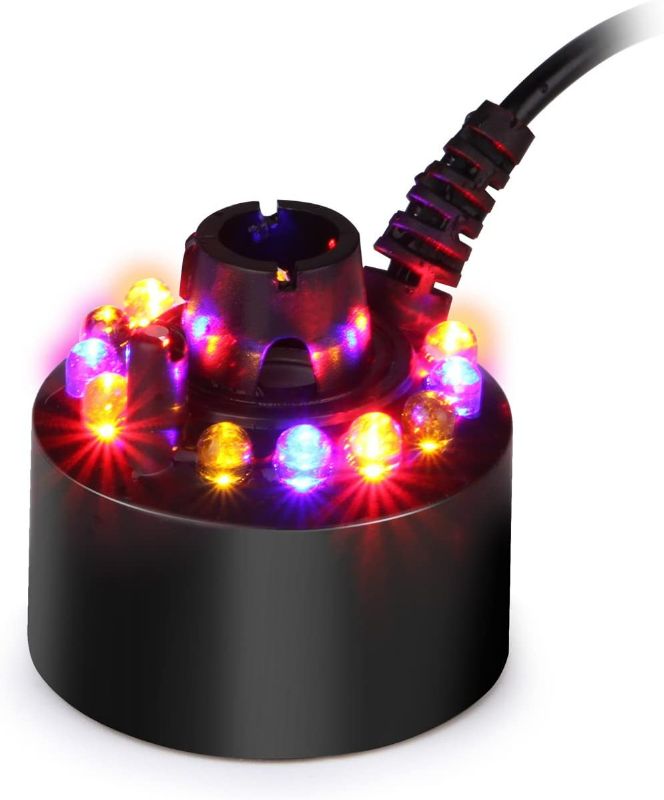 Photo 1 of Mist Maker Fogger Water Fountain Pond Fog Machine Atomizer Air Humidifier with 12 LED Light Color Change for Office Home Room Car, Black