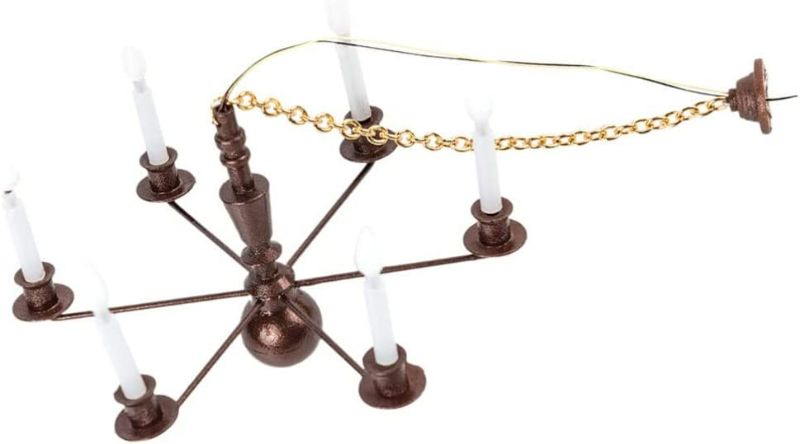 Photo 1 of Set of 2 Operitacx Dollhouse Miniature Ceiling Lamp Led Light Decorative Chandelier Model Miniature Lighting 1:12 Scale Candle Ceiling Lamp for Doll House Furniture Decor