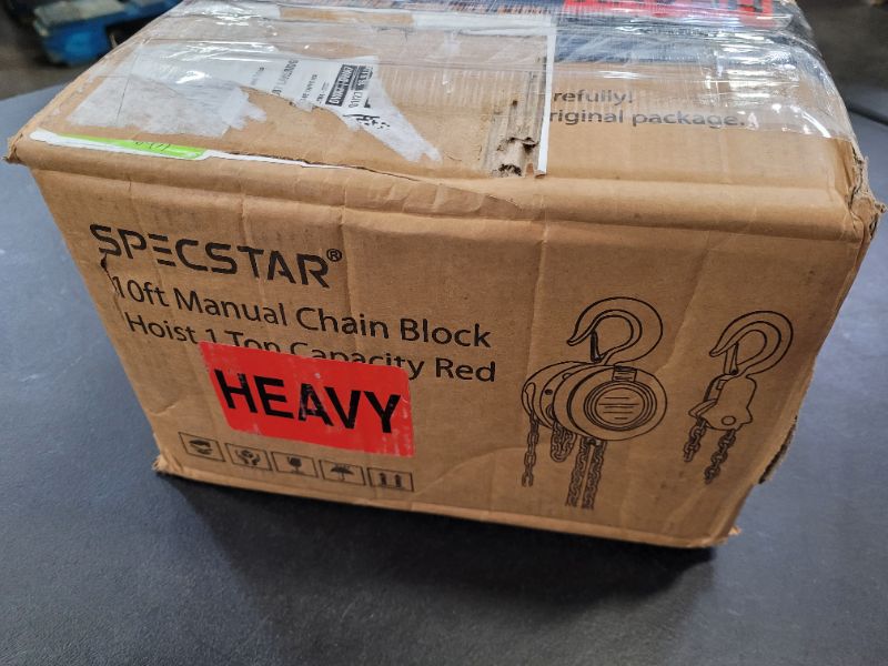 Photo 4 of SPECSTAR Hand Chain Hoist 1 Ton 2200 Lbs Capacity 10 Feet with 2 Heavy Duty Hooks, Manual Chain Fall for Warehouse Building Automotive Machinery Red