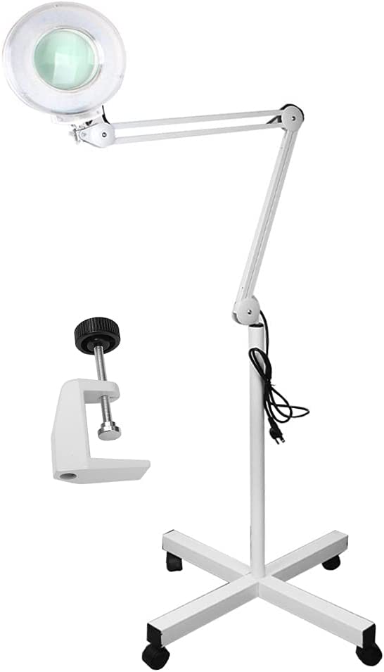 Photo 1 of 15X LED Magnifying Lamp, 2280 Lumens Bright Magnifying Floor Lamp with 4 Wheel Rolling Base, 15-Diopter Real Glass, 2-in-1 LED Magnifying with White Light for Reading Crafts Repair Sewing Beauty
