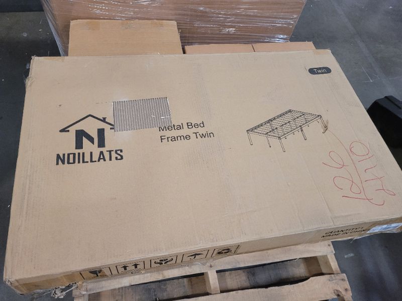 Photo 3 of Noillats Metal Platform Twin Bed Frame, 14" Reinforced Platform Bed Frame, No Box Spring Needed, Metal Bed Frame with Storage