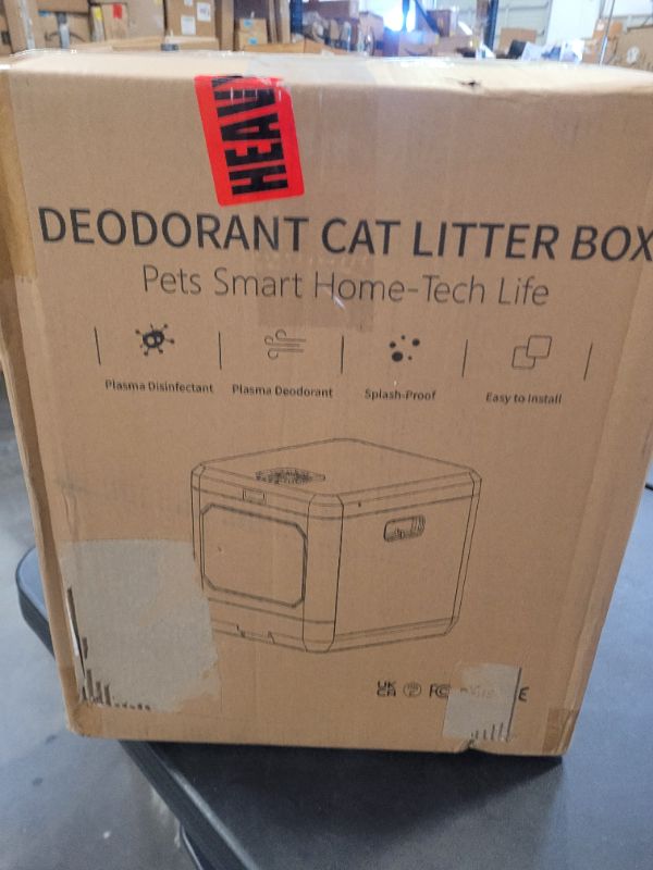 Photo 3 of Smart Odor Removal Cat Litter Box, XXL Cat Litter Box with Lid Extra Large Space, for Multiple Cats, Kitty Litter Box, Easy Clean and Assemble with Scoop and Mat