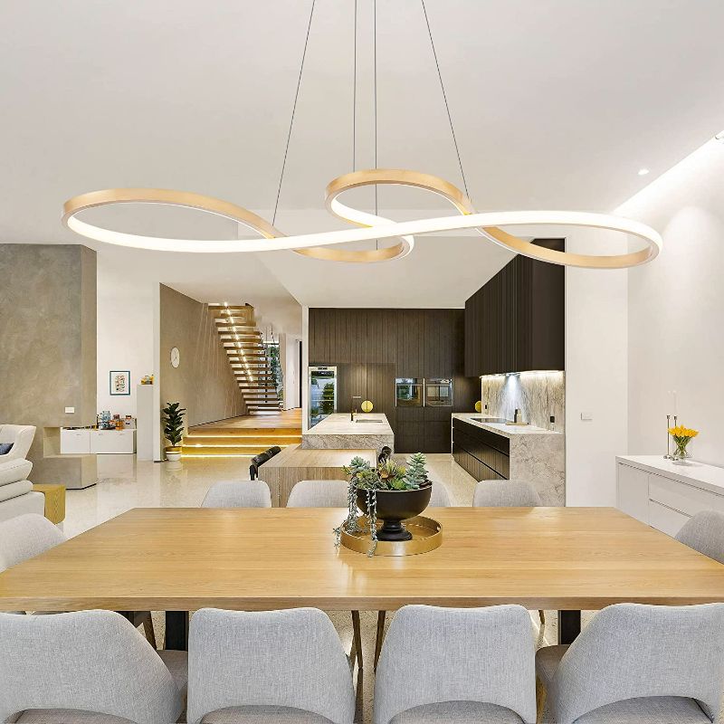 Photo 1 of SUNMOO Modern LED Chandelier Dining Room Modern Pendant Light Dimmable Creative Contemporary Chandelier Adjustable Hanging Lighting Fixture for Living Room Kitchen Island 3000K/4000K/6000K (Gold)