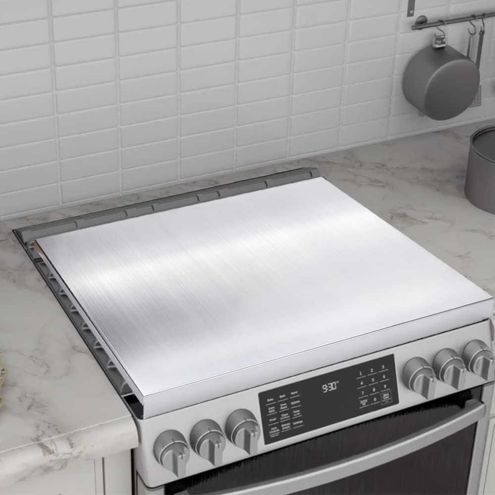 Photo 1 of Stainless Steel Stove Top Cover for Gas Stove, Noodle Board for Cooktop/Electric Stove, Range Burner Cover, Large L30’’ x W22'' xH2.5'' (Stainless Steel)