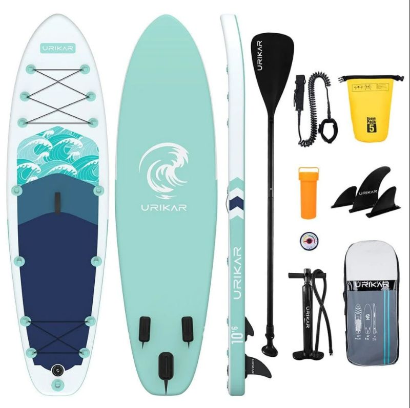 Photo 1 of Urikar Inflatable Paddle Board for Adults, 10’6” Stand Up Paddle Board with 3 Detachable Fins, Ultra-Light 16lbs SUP with Floatable Paddle, 350LBS Capacity Paddleboard