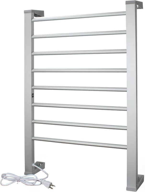 Photo 1 of ELEGANTLIFE Electric Towel Warmer with Built-in Timer Auto Power Cutoff,Heavy Feet Steady Freestanding & Wall Mount Towel Warmers for Bathroom,8 Bars Heated Towel Rack Aluminum Oversized