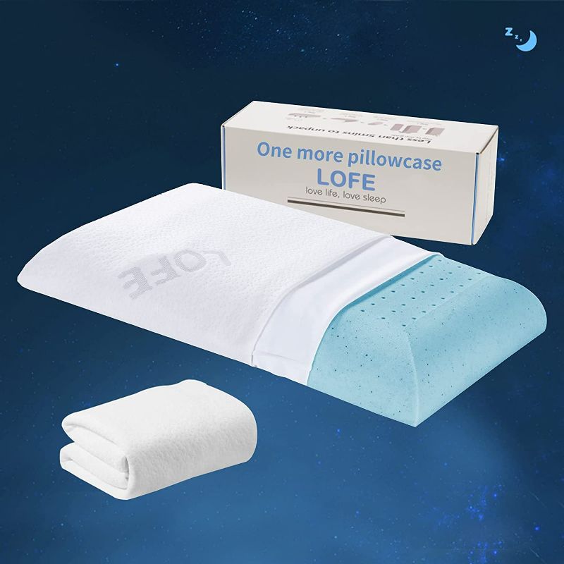 Photo 1 of LOFE 3.25'' Flat Pillows for Sleeping - Slim Memory Foam Pillow for Stomach and Back Sleepers, Stomach Sleeper Pillows 