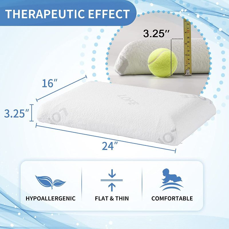 Photo 2 of LOFE 3.25'' Flat Pillows for Sleeping - Slim Memory Foam Pillow for Stomach and Back Sleepers, Stomach Sleeper Pillows 