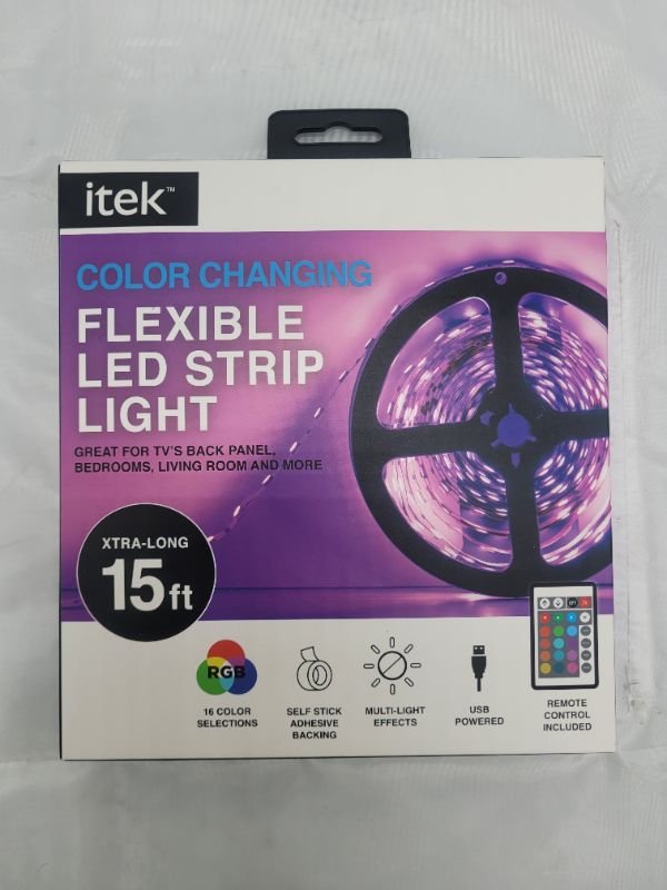 Photo 2 of Itek Color Changing Flexible LED Strip Light 15' 