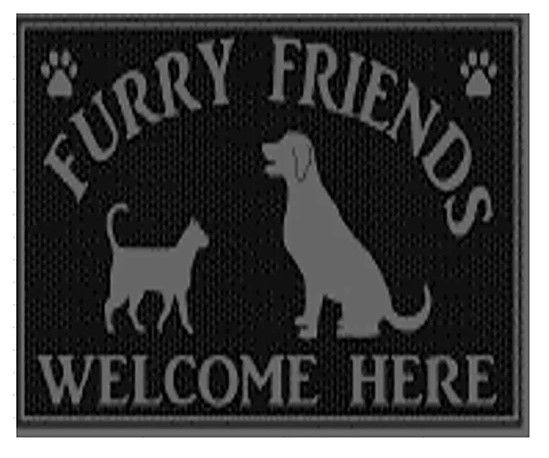 Photo 1 of Furry Friends Welcome Here, Rubber Doormat, Eco-Friendly, Deck, Pool, Non Slip 18 X 30 in