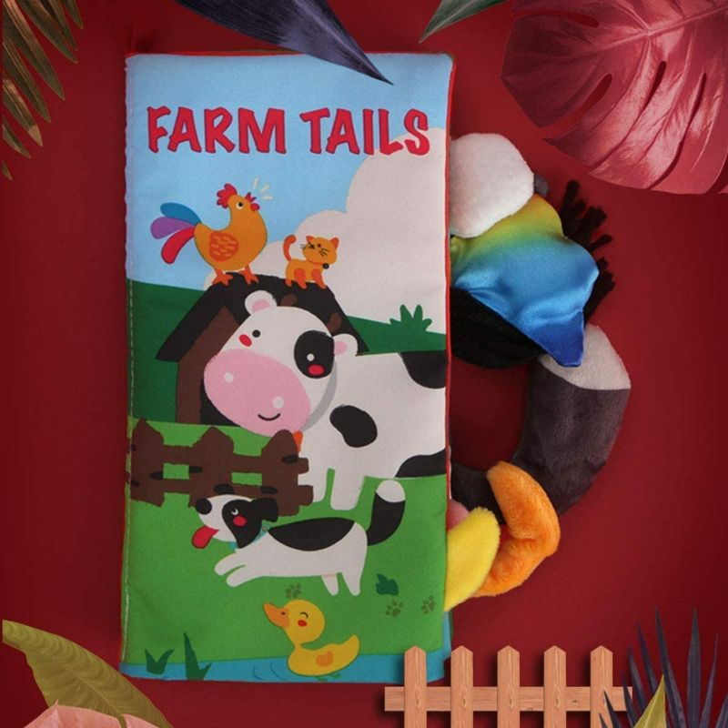 Photo 1 of beiens Baby Books Toys, Touch and Feel Crinkle Cloth Books for Babies, Infants & Toddler, Early Development Interactive Car & Stroller Soft Toys for Boys & Girls (Farm Tails-1 Book)
