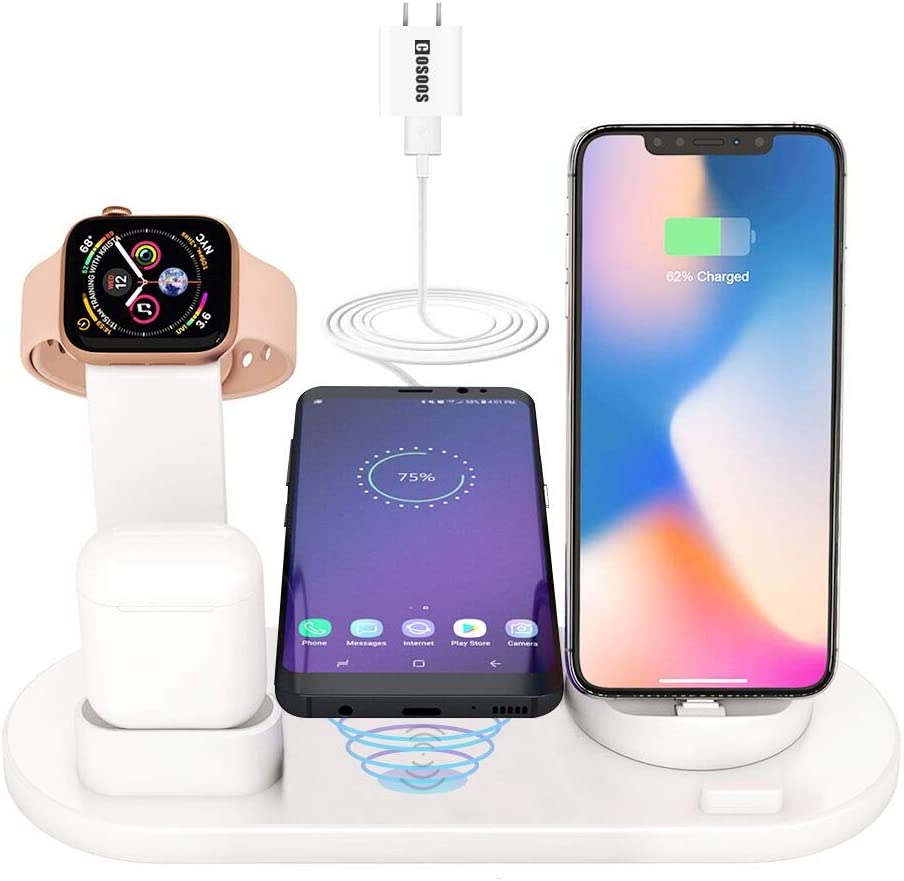 Photo 1 of Wireless Charging Station for iPhone, Wireless Charging Dock for iPhone 13 Pro Max,12/11 /Xs/Xr/X /10/8 Plus, Airpods 3/Pro/2/1, Samsung Galaxy S21,S20,S10