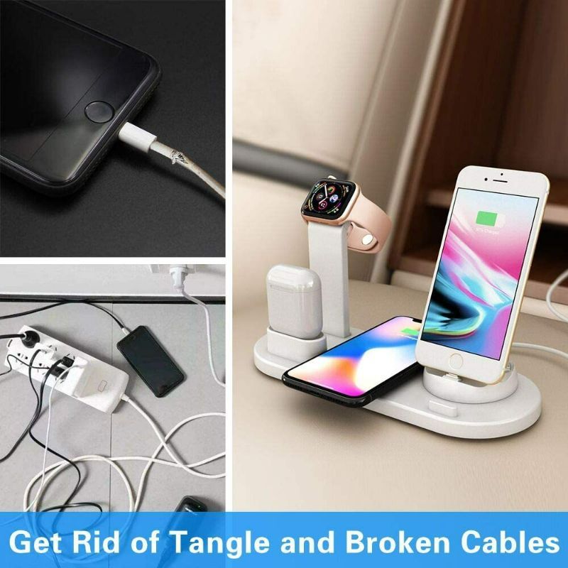 Photo 3 of Wireless Charging Station for iPhone, Wireless Charging Dock for iPhone 13 Pro Max,12/11 /Xs/Xr/X /10/8 Plus, Airpods 3/Pro/2/1, Samsung Galaxy S21,S20,S10