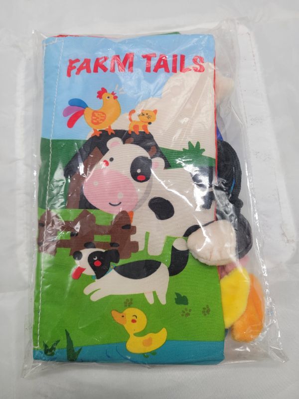 Photo 3 of beiens Baby Books Toys, Touch and Feel Crinkle Cloth Books for Babies, Infants & Toddler, Early Development Interactive Car & Stroller Soft Toys for Boys & Girls (Farm Tails-1 Book)