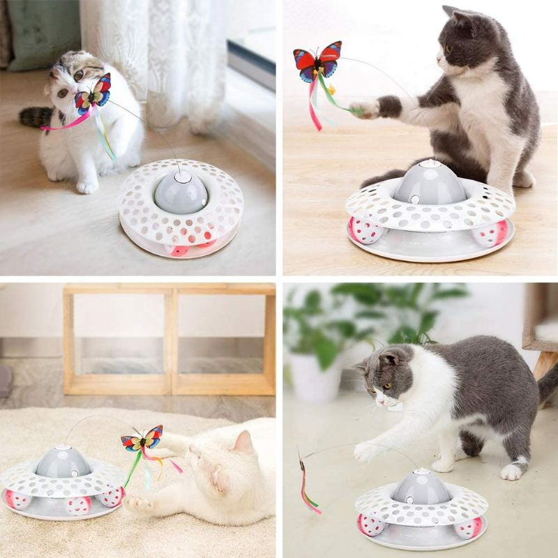 Photo 2 of Cat Toys Interactive Kitten Toy for Indoor Cats Funny Automatic Electric Fluttering Butterfly & Ball Exercise Kitten Toy with 2 Replacement Butterfly and 2 balls