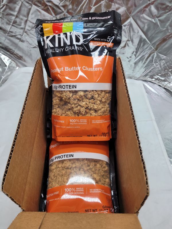 Photo 2 of KIND Healthy Grains Clusters, Peanut Butter Granola, Healthy Snacks, Gluten Free, 10g Protein, 3 Count EXPIRED DEC 2022
