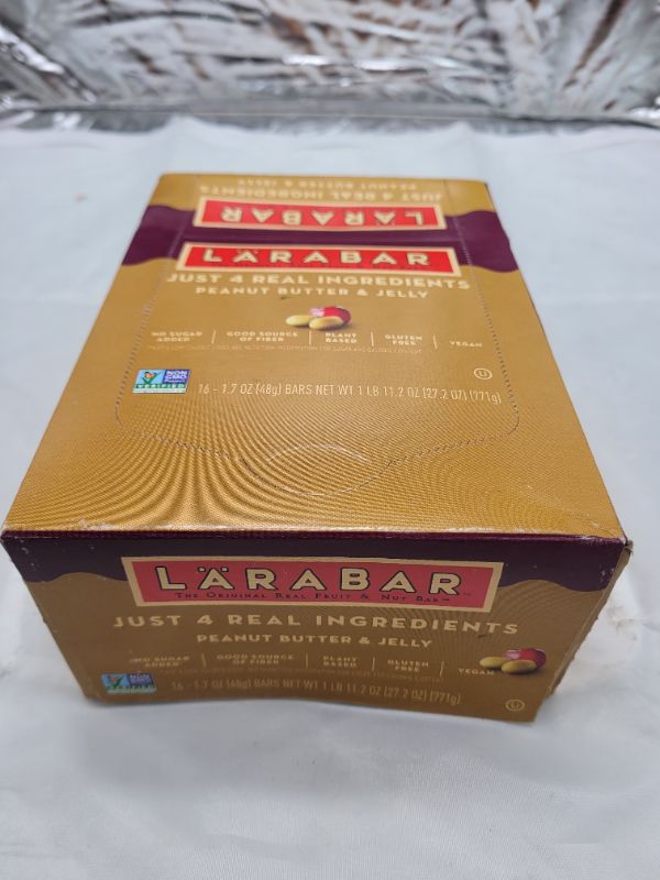 Photo 1 of LÄRABAR Peanut Butter and Jelly, Gluten Free Vegan Fruit & Nut Bars, 16 ct Real Fruit & Nut EXPIRED OCT 2022