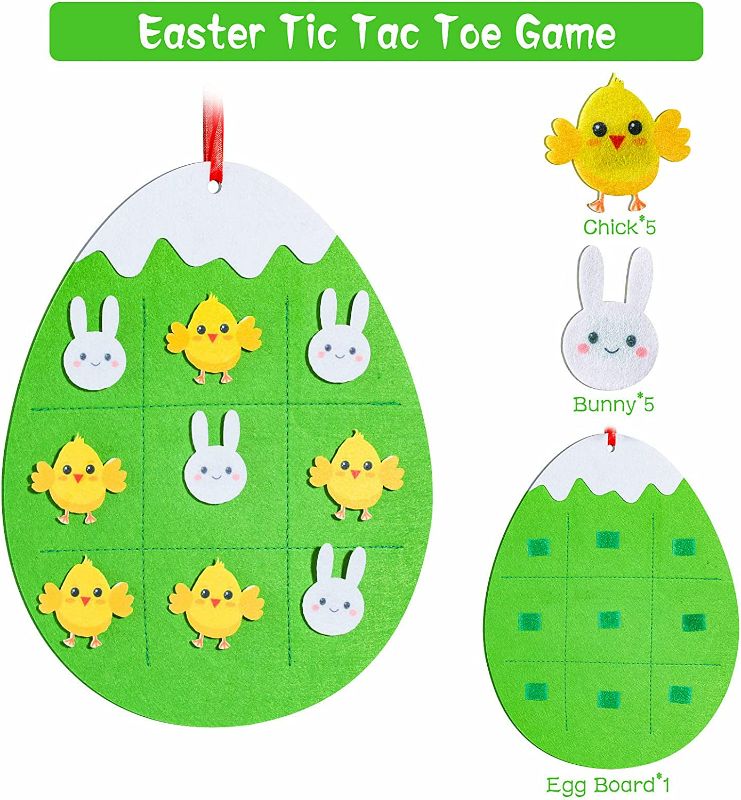 Photo 3 of Max Fun Easter Felt Crafts Plus Tic-Tac-Toe Game 3.1 Ft DIY Rabbit Felt Craft Ornaments with Hanging Craft Kits for Kids Easter Birthday Party Favor