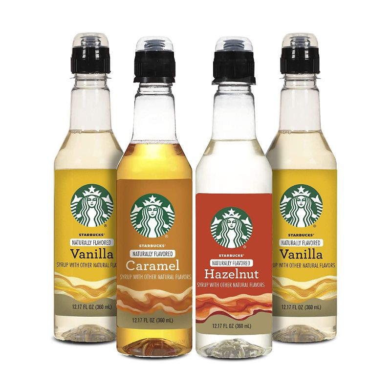 Photo 1 of Starbucks Variety Syrup 4pk, Variety Pack BEST BEFORE AUG 2022