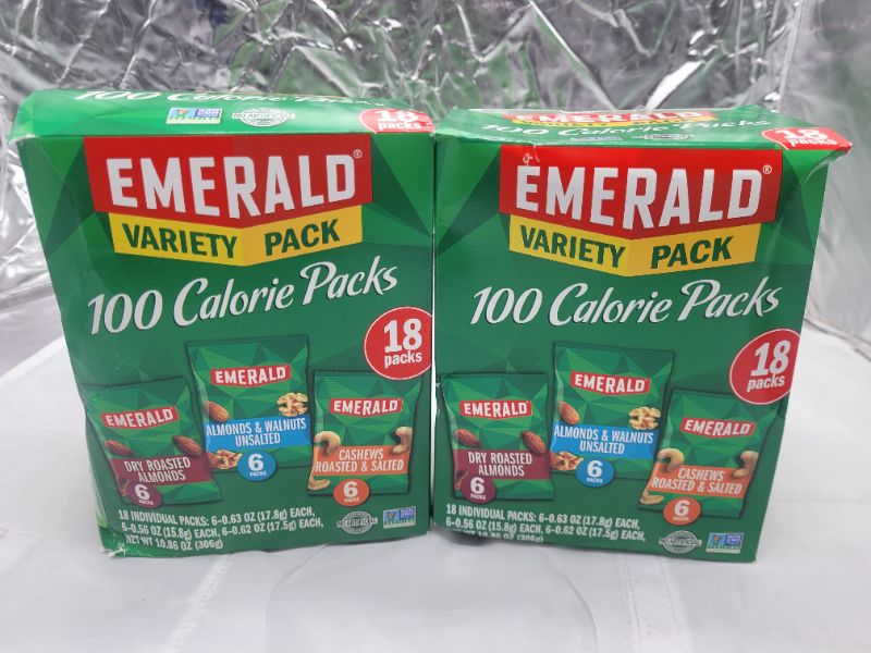 Photo 2 of (2 BOXES) Emerald Nuts, 100 Calorie Variety Pack, 18 Count EXPIRED JUNE 2022