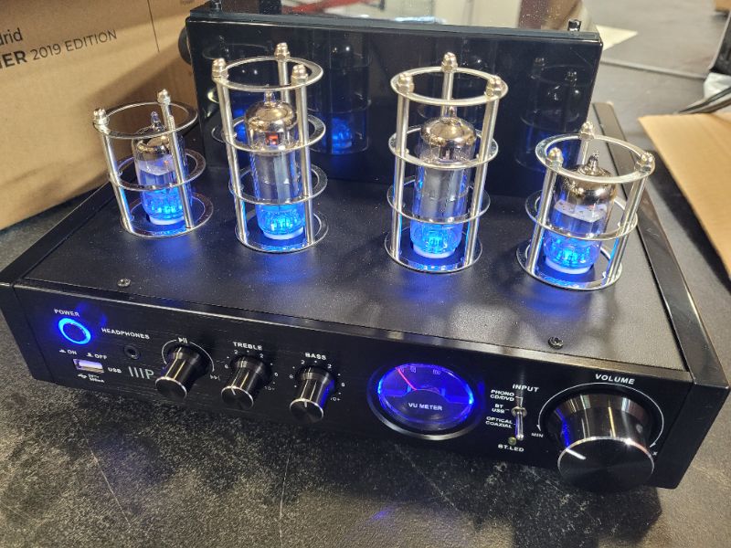 Photo 2 of Monoprice Stereo Hybrid Tube Amplifier 2019 Edition, 25 Watt with Bluetooth, Wired RCA, Optical, Coaxial, and USB Connections, and Subwoofer Out