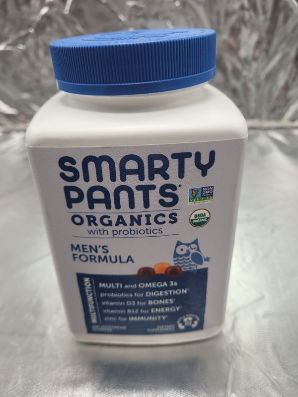 Photo 3 of SmartyPants Organic Mens Multivitamins, Daily Gummy Vitamins: Probiotics, Vitamins C, D3, B12, Zinc & Omega 3 for Immune Support, Digestive Health, Energy, & Bone Health, 120 Gummies, 30 Day Supply Organic Mens Gummy EXPIRED APRIL 2023