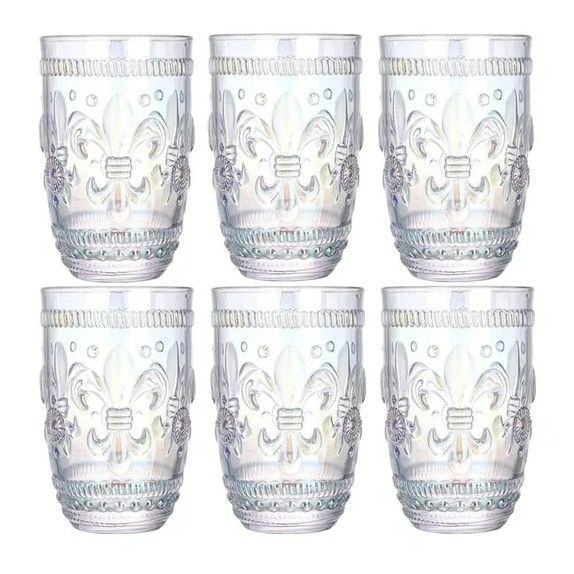 Photo 1 of Peohud 6 Pack 12 Oz Romantic Drinking Glasses, Rainbow Water Glasses Tumblers, Vintage Glassware Set for Juice, Beverages, Whiskey, Cocktail