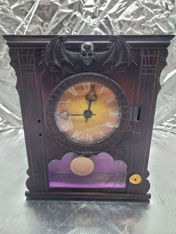 Photo 2 of 10inch Electronic Antique Clock Halloween Ornament ,with Light and Sound, The Clock Panel Will Open by Voice Control and Light Control