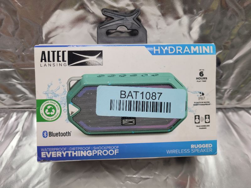 Photo 3 of Altec Lansing HydraMini Wireless Bluetooth Speaker, IP67 Waterproof USB C Rechargeable Battery with 6 Hours Playtime, Compact, Shockproof, Snowproof, Everything Proof (Mint Green)