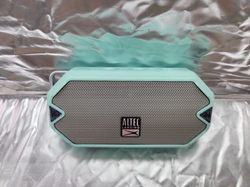 Photo 2 of Altec Lansing HydraMini Wireless Bluetooth Speaker, IP67 Waterproof USB C Rechargeable Battery with 6 Hours Playtime, Compact, Shockproof, Snowproof, Everything Proof (Mint Green)
