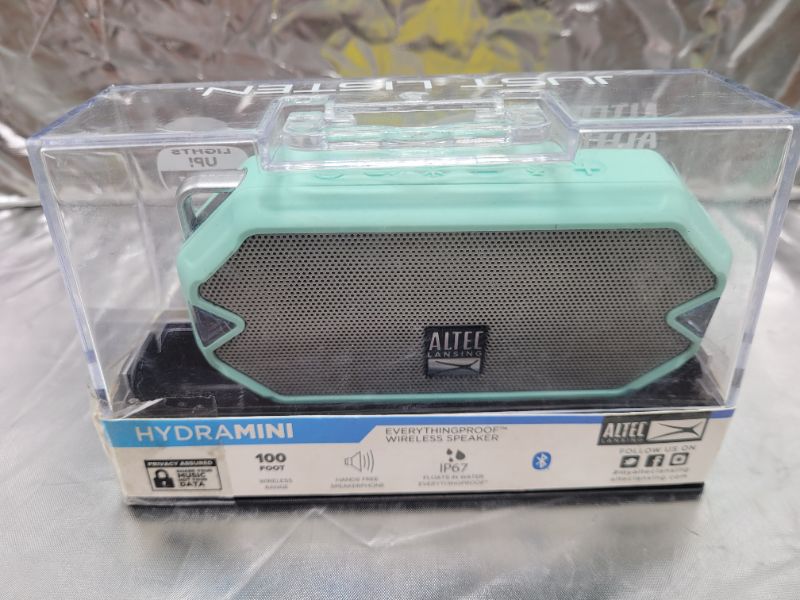Photo 3 of Altec Lansing HydraMini Wireless Bluetooth Speaker, IP67 Waterproof USB C Rechargeable Battery with 6 Hours Playtime, Compact, Shockproof, Snowproof, Everything Proof (Mint Green)