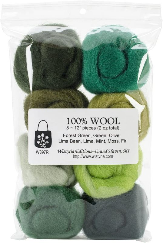Photo 1 of Wistyria Editions Wool Roving 12in .25oz 8/Pkg-Jungle