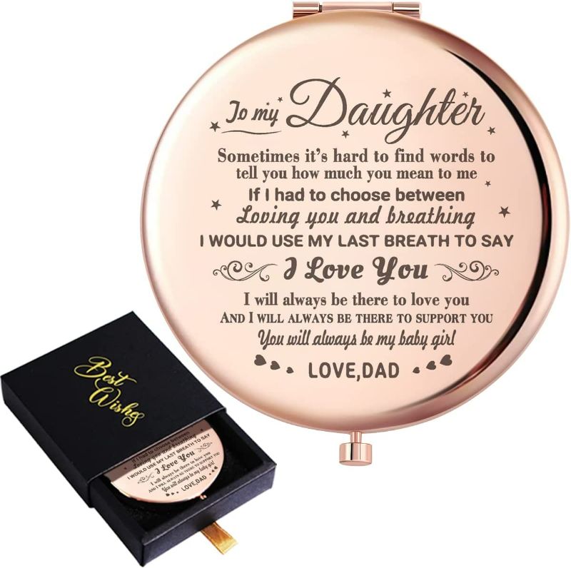 Photo 1 of to My Daughter You are Always Be My Baby Girl Love Saying Rose Gold Compact Mirror for Daughter,Unique Meaningful Daughter Gifts for Daughter Graduation Birthday Christmas from Dad