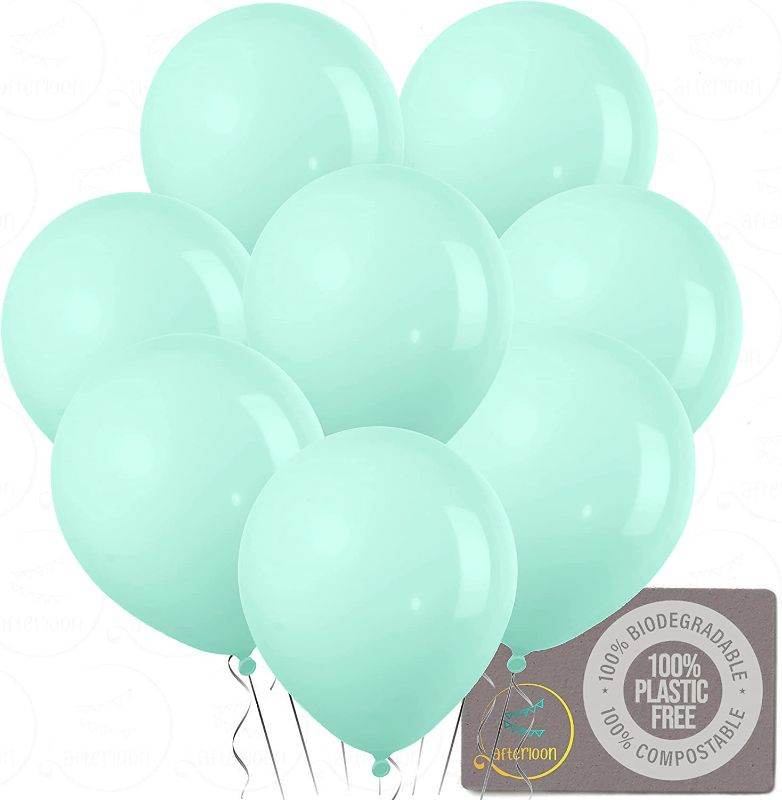 Photo 1 of AFTERLOON Biodegradable Balloons Pastel Baby Tiffany 10 Inch 144 Pack, Pastel Color Thickened Extra Strong Latex Helium Float, for Baby Shower Gender Reveal Garland Wedding Birthday Party Decorations