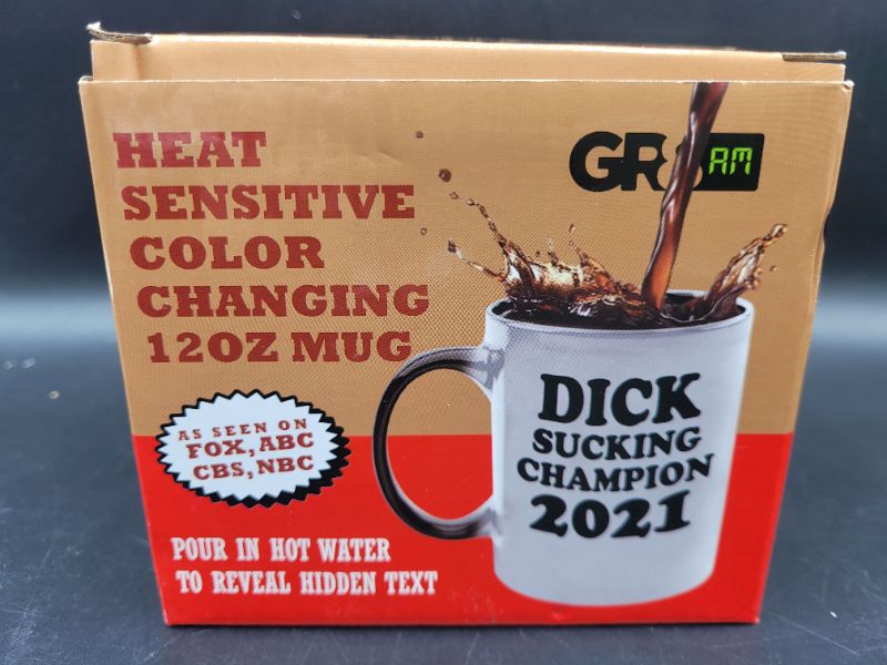 Photo 2 of Heat Sensitive Color Changing Mug 12 oz Pour In Hot Water to Reveal Hidden Text