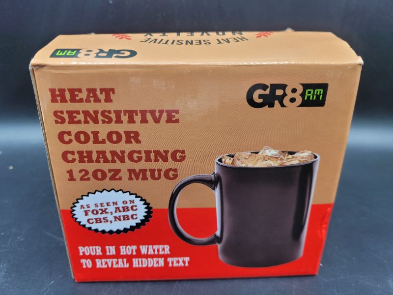 Photo 1 of Heat Sensitive Color Changing Mug 12 oz Pour In Hot Water to Reveal Hidden Text