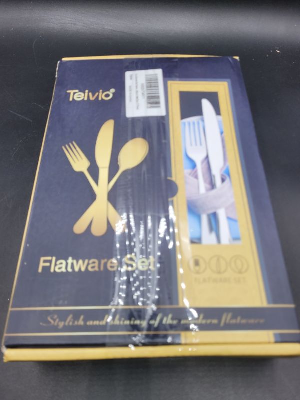 Photo 4 of Teivio Silverware Set, Flatware Set Mirror Polished, Dishwasher Safe, Include Steak Knife/Fork/Spoon (Matte Black, 61 Pieces)