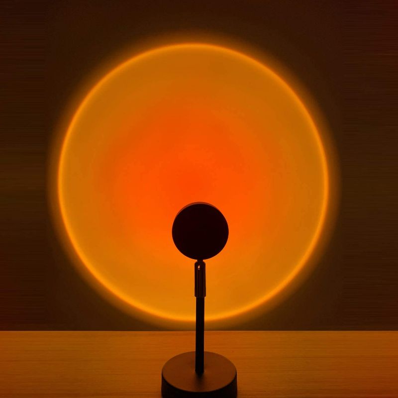 Photo 1 of Sunset Projection Lamp Stand Light, 180 Degrees Rotation Red Halo Modern Led Lamp with USB, Romantic Atmosphere Night Light for Living Room Bedroom Decor, Sunset Red