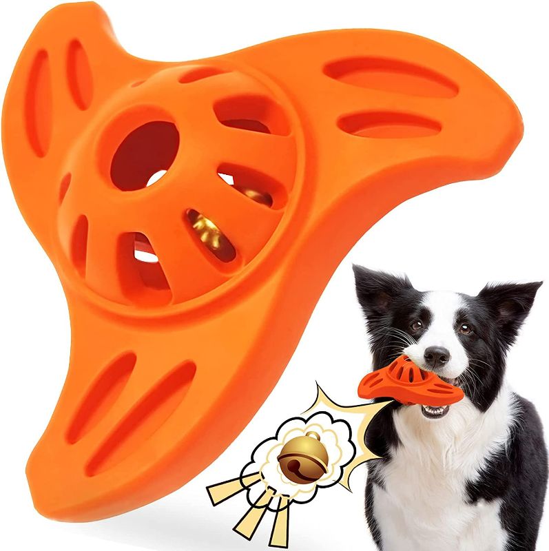 Photo 1 of Puppy Teething Chew Toys Dog Chew Toys for Puppies Aggressive Chewers Interactive Squeaky Dog Toys Durable Rubber Dog Toys for Playing and Cleaning Teeth Small Medium Dog Chew Toys .(Orange)