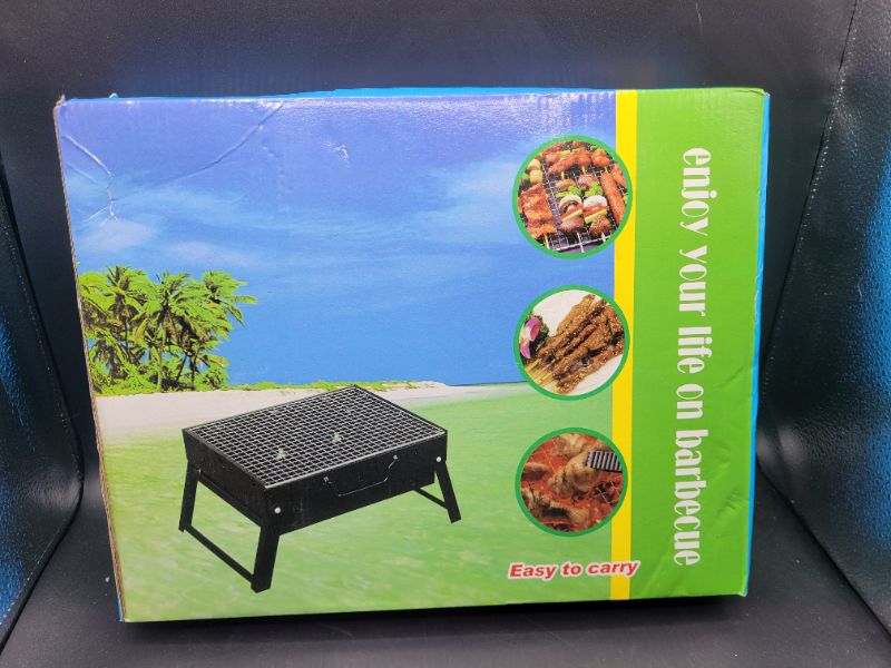 Photo 2 of Barbecue Grill Portable Folding Charcoal Barbecue Desk Tabletop Outdoor Stainless Steel Smoker BBQ for Picnic Garden Terrace Camping Travel