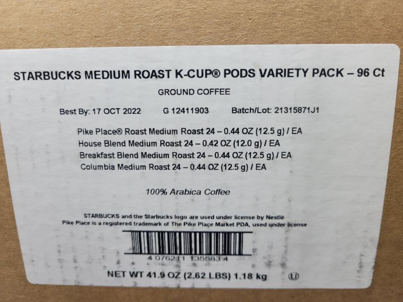 Photo 4 of Starbucks K-Cup Coffee Pods—Medium Roast Coffee—Variety Pack—100% Arabica—1 box (96 pods)