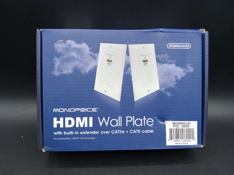 Photo 2 of Monoprice HDMI Over Cat5e / Cat6 Extender Wall Plate (Pair), Single Port (1P) - White | FCC and CE Approved