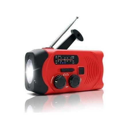 Photo 1 of Monoprice 41661 2000mAh Weather Radio Emergency Solar Hand Crank AM & FM Radio with LED Flashlight SOS Alarm Power Bank; Red