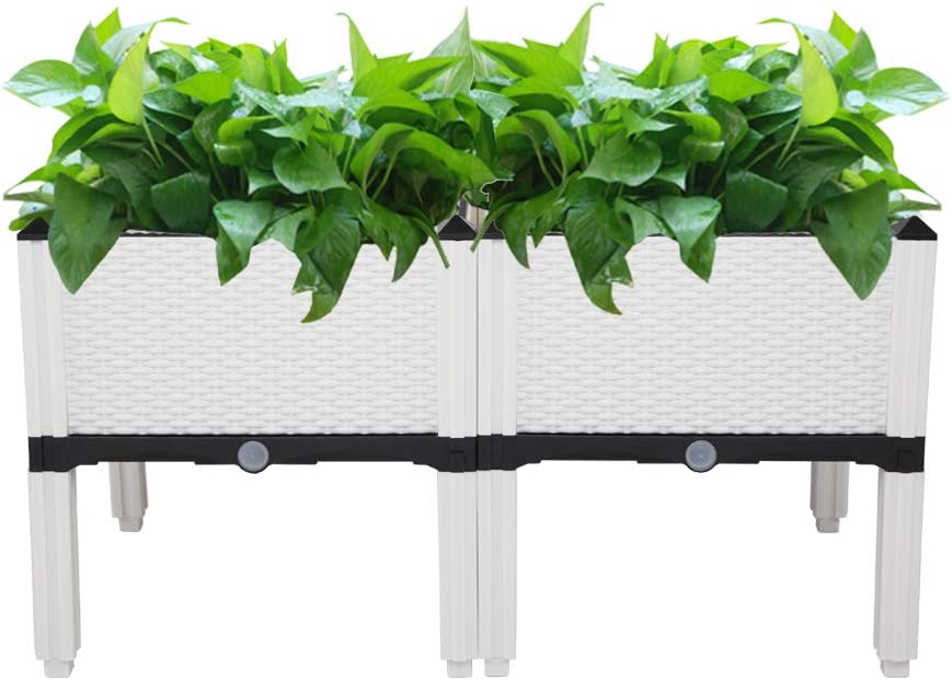 Photo 1 of 4PCS Raised Garden Bed, Free Splicing Planters Boxes Kit Plant Grow Box for Vegetables Fruits Herb Grow,Patio or Yard Gardening (4, White)