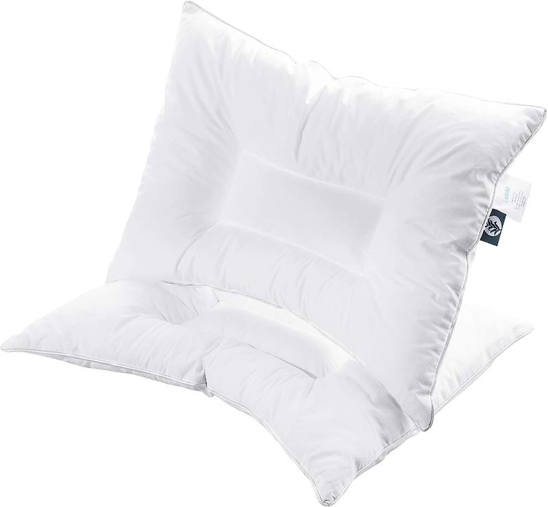 Photo 1 of Sable Baby Toddler Pillow for Sleeping with Premium Fiber, Oeko-Tex 100 Certified for Newborns & Infants Prevents Flat Head Syndrome, 100% Cotton Exterior 14" x 19", Contour Design, White, 2 Pack