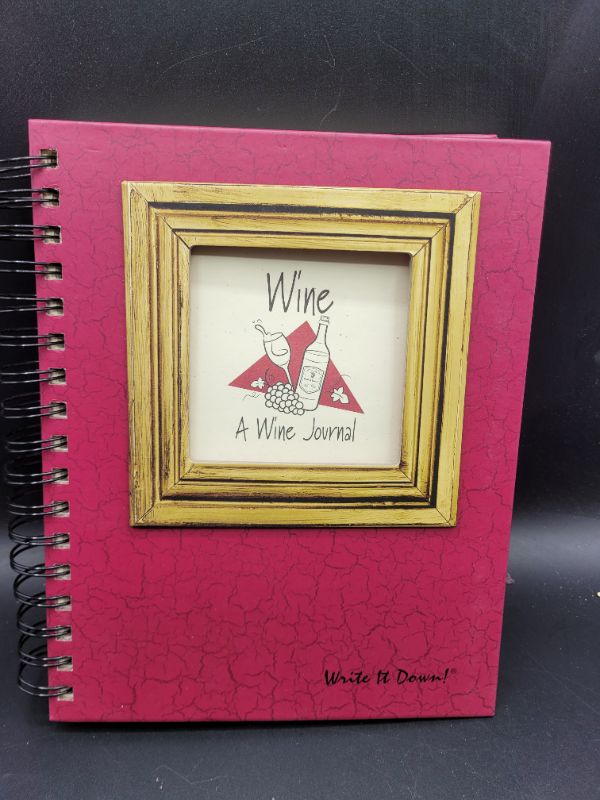 Photo 2 of Journals Unlimited"Write it Down!" Series Guided Journal, Wine, A Wine Journal, with a Cranberry Hard Cover, Made of Recycled Materials, 7.5"x9"