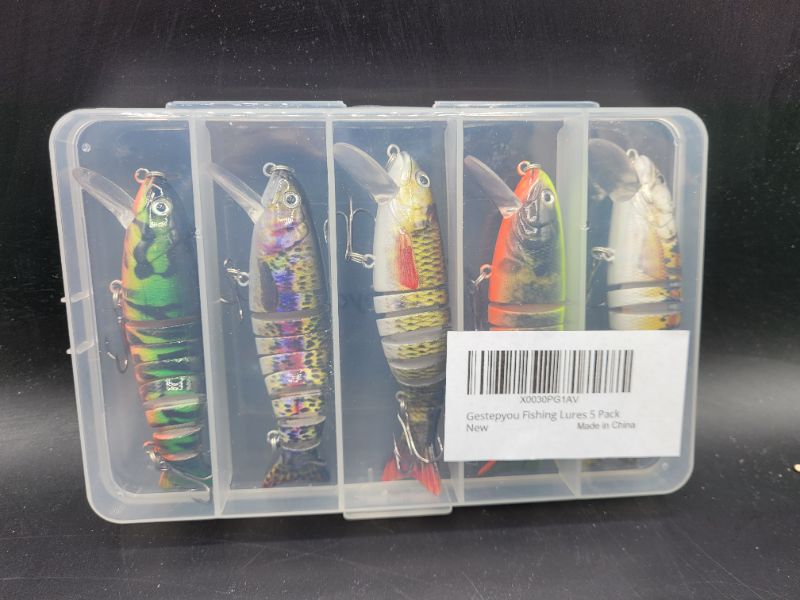 Photo 2 of Gestepyou Fishing Lures for Bass Trout, Lifelike Segmented Multi Jointed Swimbaits, Slow Sinking Swimming Animated Fishing Lures for Freshwater Saltwater, 5 Pack Swimbaits with Fishing Tackle Box